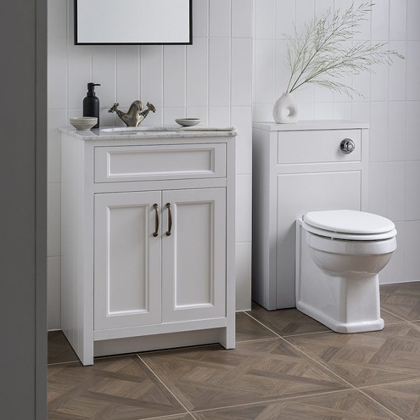 Chatsworth White 610mm Vanity with White Marble Basin Top - Image 5