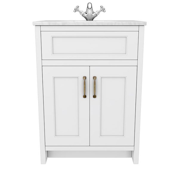 Chatsworth White 610mm Vanity with White Marble Basin Top - Image 7