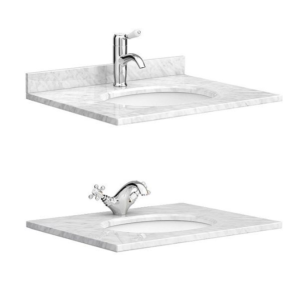 Chatsworth Green 610mm Vanity with White Marble Basin Top - Image 3