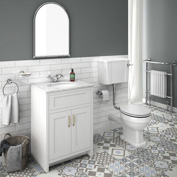 Chatsworth White 610mm Vanity with White Marble Basin Top - Image 9