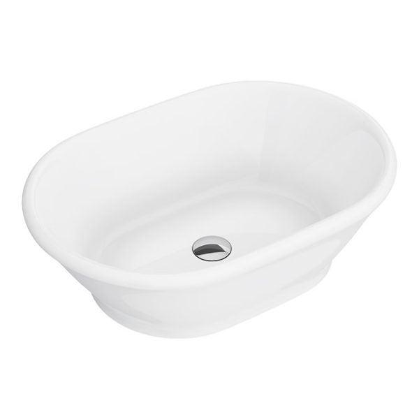 Chatsworth 610mm White Countertop Vanity with Beech Worktop, Oval Gloss White Basin & Antique Brass Handles - Image 4