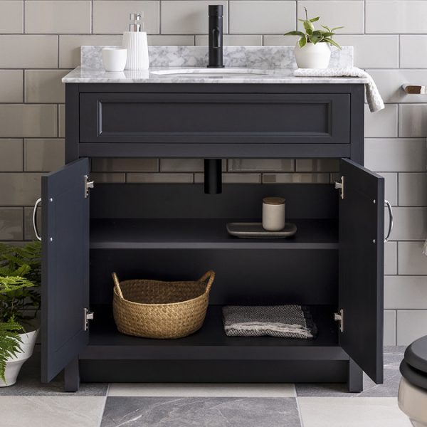 Chatsworth Graphite 810mm Vanity with White Marble Basin Top - Image 5