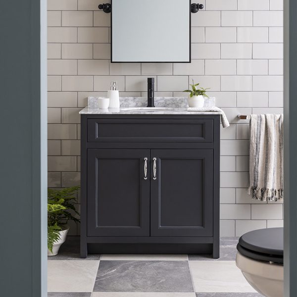 Chatsworth Graphite 810mm Vanity with White Marble Basin Top - Image 4