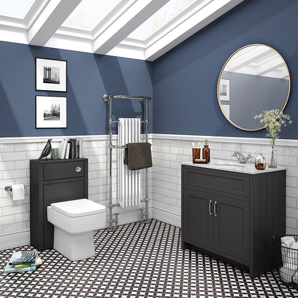 Chatsworth Graphite 810mm Vanity with White Marble Basin Top - Image 7