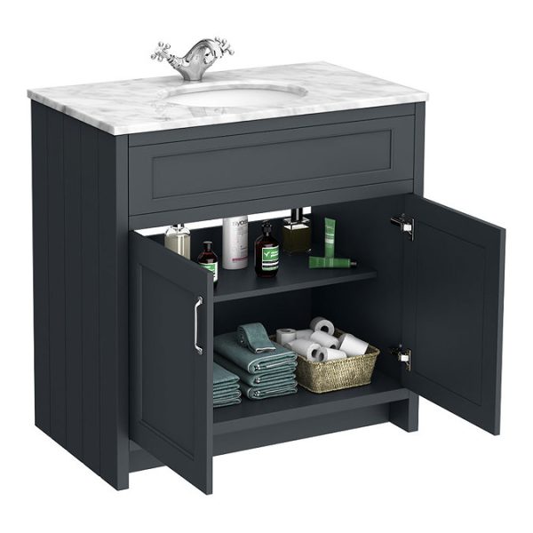 Chatsworth Graphite 810mm Vanity with White Marble Basin Top - Image 8