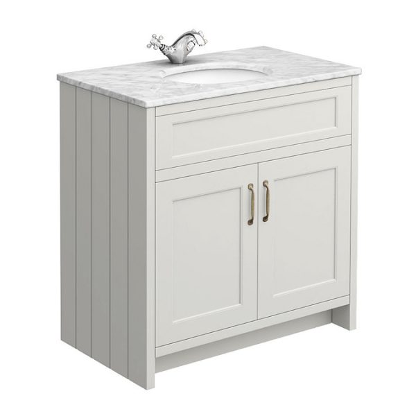 Chatsworth Grey 810mm Vanity with White Marble Basin Top - Image 4