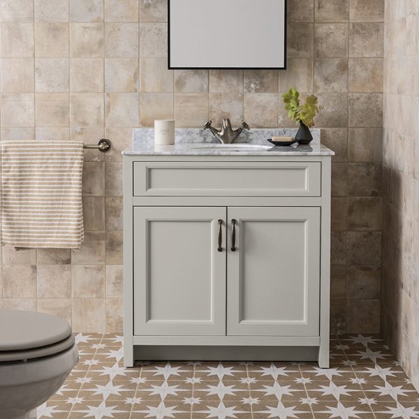 Chatsworth Grey 810mm Vanity with White Marble Basin Top - Image 5