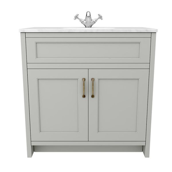 Chatsworth Grey 810mm Vanity with White Marble Basin Top - Image 7