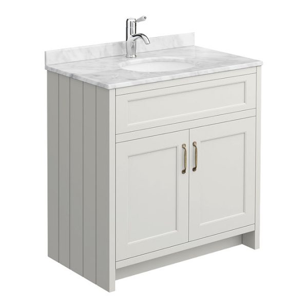 Chatsworth Grey 810mm Vanity with White Marble Basin Top - Image 9