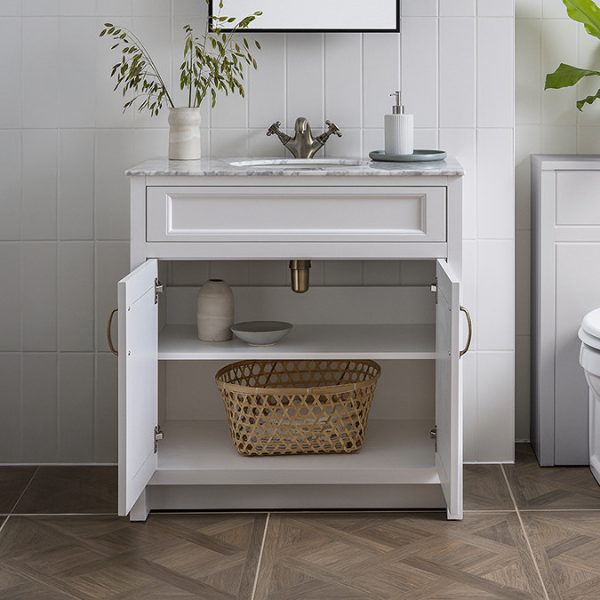 Chatsworth White 810mm Vanity with White Marble Basin Top - Image 4