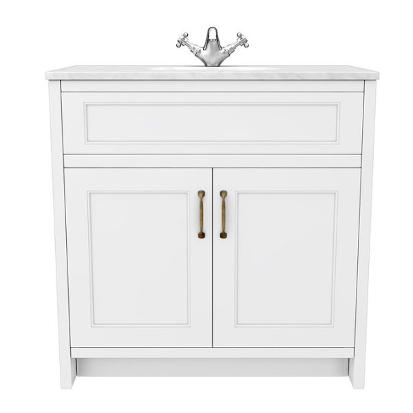 Chatsworth White 810mm Vanity with White Marble Basin Top - Image 6