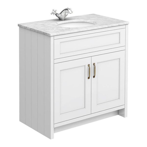 Chatsworth White 810mm Vanity with White Marble Basin Top - Image 3