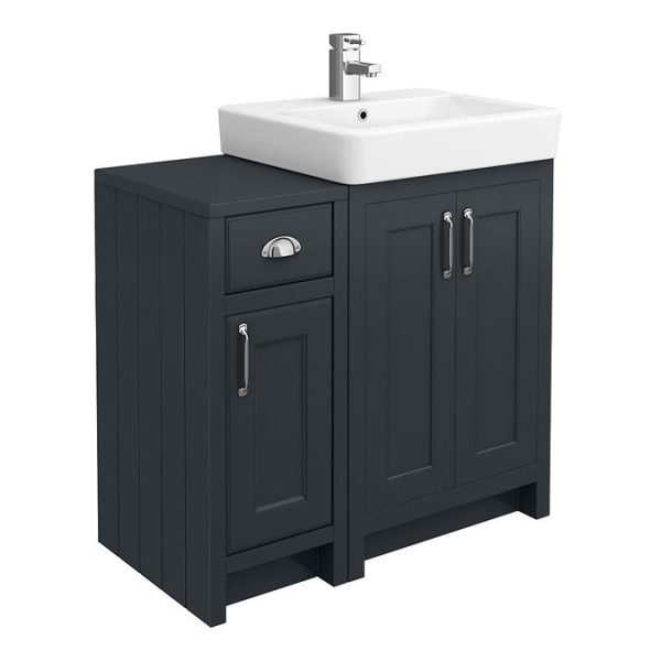 Chatsworth Traditional Graphite 560mm Vanity Sink + 300mm Cupboard Unit - Image 4