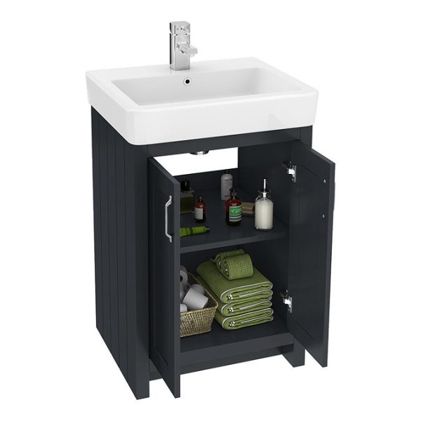 Chatsworth Traditional Graphite 560mm Vanity Sink + 300mm Cupboard Unit - Image 10