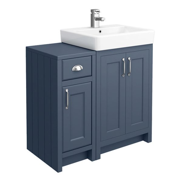 Chatsworth Traditional Blue 560mm Vanity Sink + 300mm Cupboard Unit - Image 4