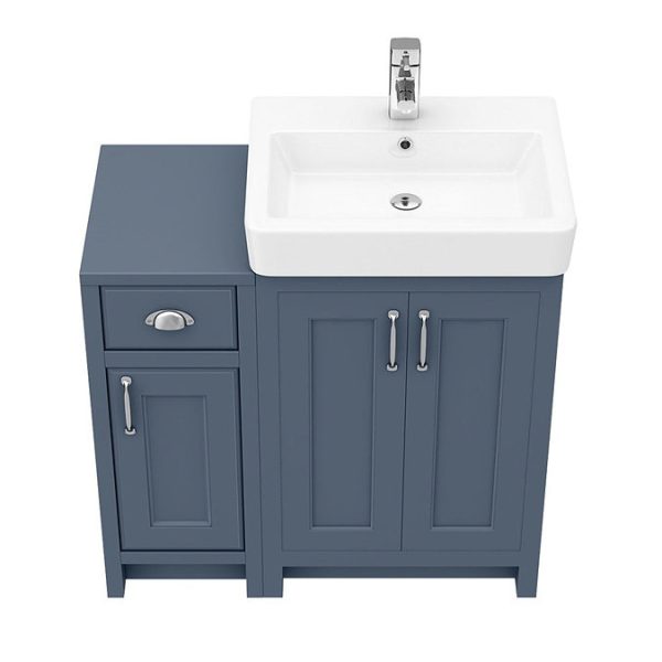 Chatsworth Traditional Blue 560mm Vanity Sink + 300mm Cupboard Unit - Image 2