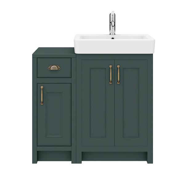 Chatsworth Traditional Green 560mm Vanity Sink + 300mm Cupboard Unit - Image 7