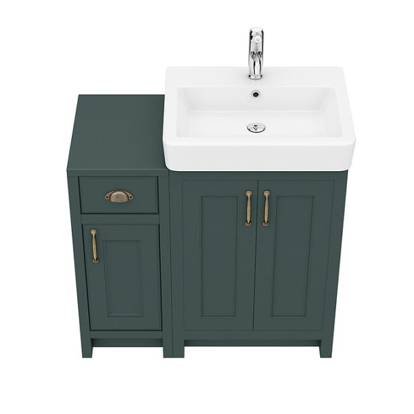 Chatsworth Traditional Green 560mm Vanity Sink + 300mm Cupboard Unit - Image 2