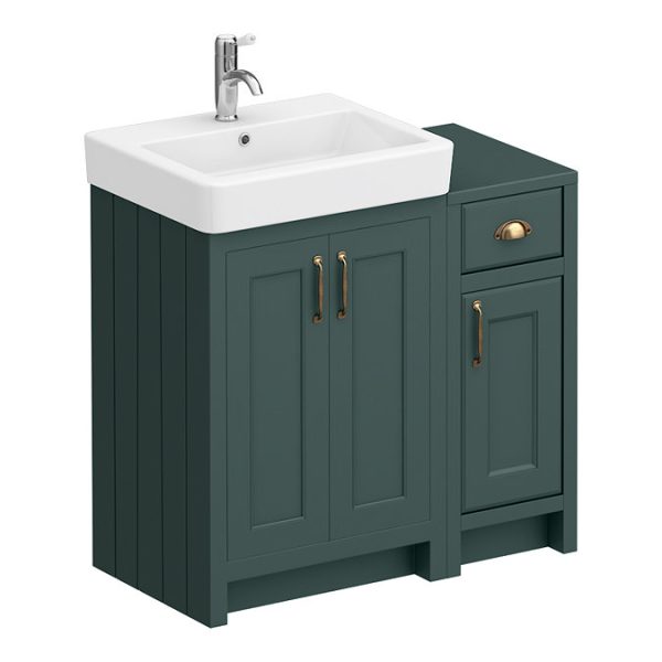Chatsworth Traditional Green 560mm Vanity Sink + 300mm Cupboard Unit - Image 3