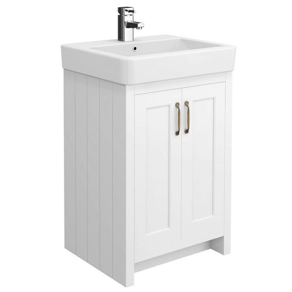 Chatsworth Traditional White 560mm Vanity Sink + 300mm Cupboard Unit - Image 6
