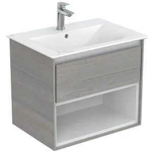 Ideal Standard Connect Air Wood Light Grey 600mm Wall Hung Vanity Unit with Open Shelf
