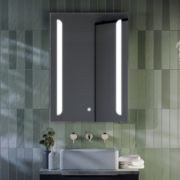 Calgary 500x700mm LED Mirror with Touch Sensor, Dimmer, Anti Fog + Shaving Port - Image 4