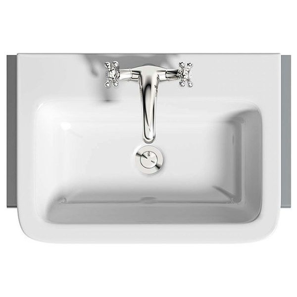 The Bath Co. Camberley 600mm Satin Grey Floor Standing Vanity Unit and Semi Recessed Basin - Image 7
