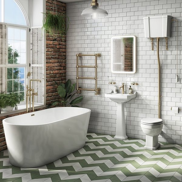 Carlton Brushed Brass Traditional High Level Toilet with Soft Close Seat - Image 8
