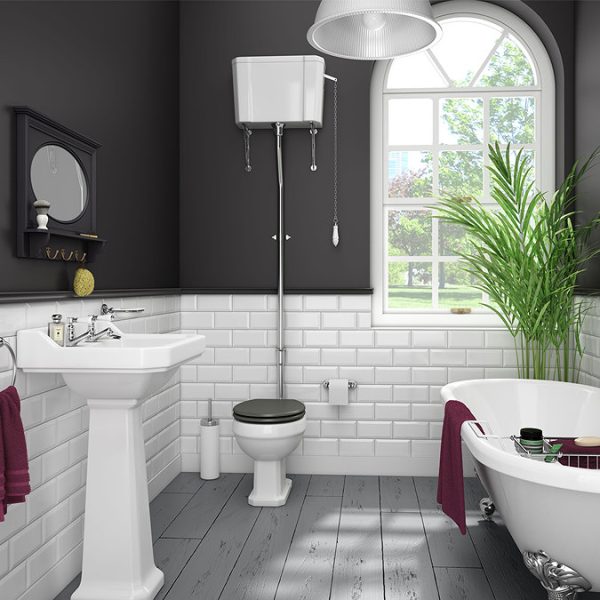 Carlton Traditional High Level Toilet with Soft Close Seat - Image 5