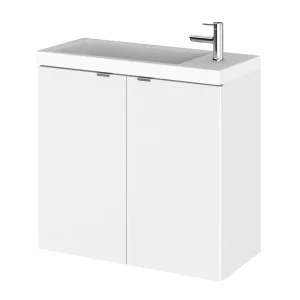 Hudson Reed 600mm Gloss White Wall Hung Compact Unit & Basin