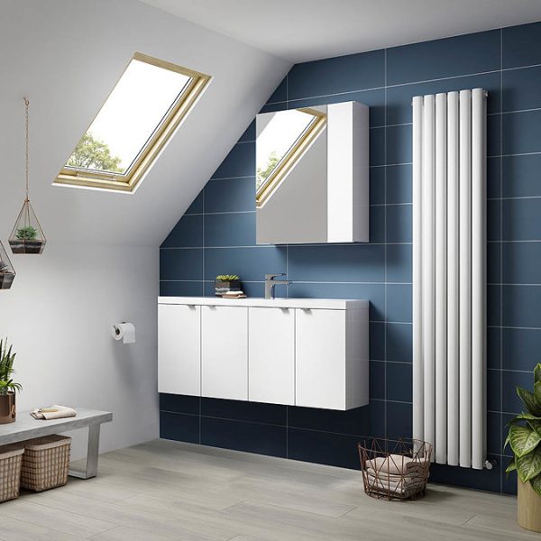 Hudson Reed 1200mm Gloss White Wall Hung Compact Combination Unit (600 Vanity x 2) - Image 2