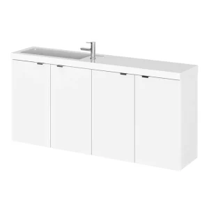 Hudson Reed 1200mm Gloss White Wall Hung Compact Combination Unit (600 Vanity x 2)