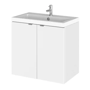 Hudson Reed 600mm Gloss White Full Depth Wall Hung 2 Door Unit & Basin
