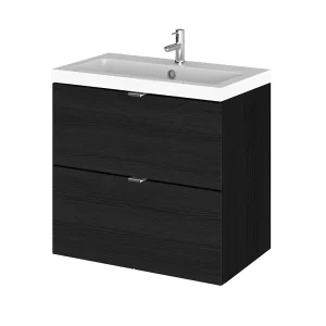 Hudson Reed 600mm Hacienda Black Full Depth Wall Hung 2 Drawer Unit & Basin