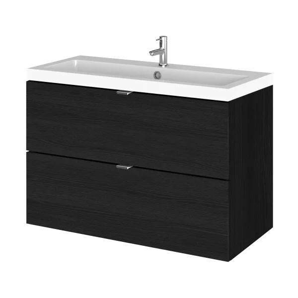 Hudson Reed Fusion 800mm Hacienda Black Full Depth Wall Hung 2 Drawer Unit & Basin