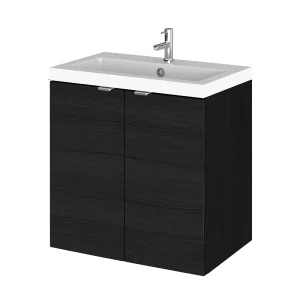 Hudson Reed Fusion 500mm Hacienda Black Full Depth Wall Hung 2 Door Unit & Basin