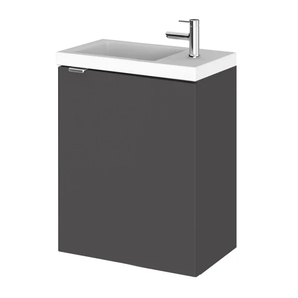 Hudson Reed Fusion 400mm Gloss Grey Wall Hung Compact Unit & Basin