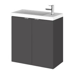 Hudson Reed Fusion 500mm Gloss Grey Wall Hung Compact Unit & Basin