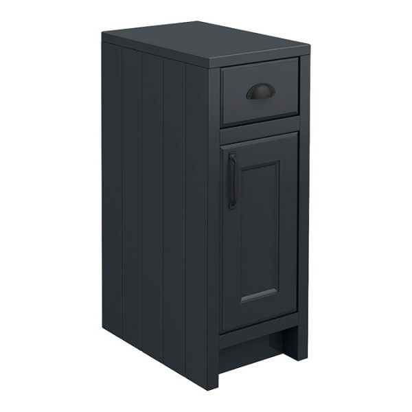 Chatsworth Traditional Graphite Double Basin Vanity + Cupboard Combination Unit with Matt Black Handles - Image 2