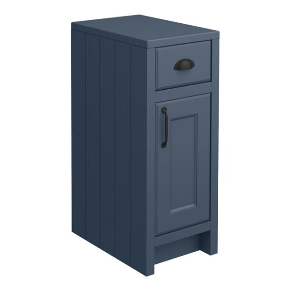Chatsworth Traditional Blue Double Basin Vanity + Cupboard Combination Unit with Matt Black Handles - Image 2