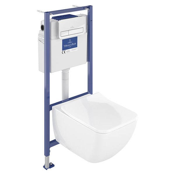 Villeroy & Boch Viconnect Pro 2.0 Toilet Frame with Venticello Wall Mounted Toilet and Chrome Flush Plate - Image 3