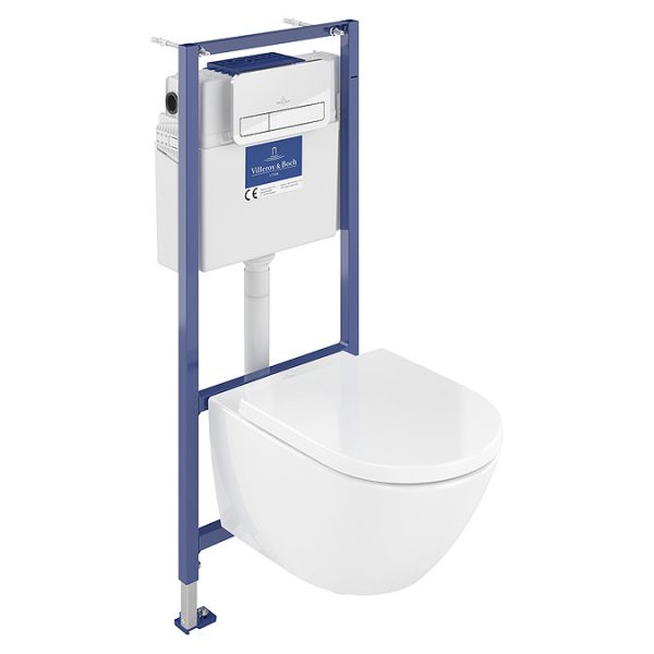 Villeroy & Boch Viconnect Pro 2.0 Toilet Frame with Subway 3.0 Twistflush Wall Mounted Toilet and Chrome Flush Plate - Image 3