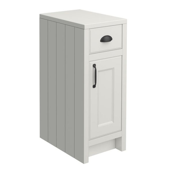 Chatsworth Traditional Grey Double Basin Vanity + Cupboard Combination Unit with Matt Black Handles - Image 2