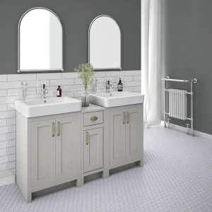 Chatsworth Traditional Grey Double Basin Vanity + Cupboard Combination Unit