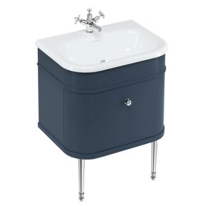 Burlington Chalfont 650mm Blue Single Drawer Vanity Unit with Chrome Handle