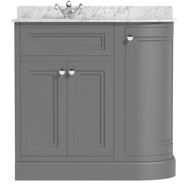 The Bath Co. Chartham 900mm Slate Matt Grey RH Vanity Unit with White Marble Offset Basin - Image 7