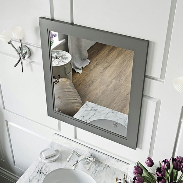 The Bath Co. Chatham 664 x 590mm Slate Matt Grey Bathroom Mirror - Image 4