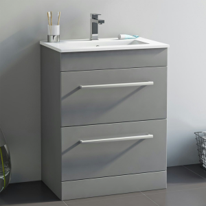 Orchard Derwent 600mm Stone Grey Floor Standing Vanity Drawer Unit with Ceramic Basin