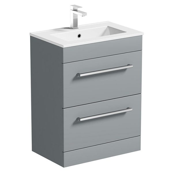Orchard Derwent 600mm Stone Grey Floor Standing Vanity Drawer Unit with Ceramic Basin - Image 6