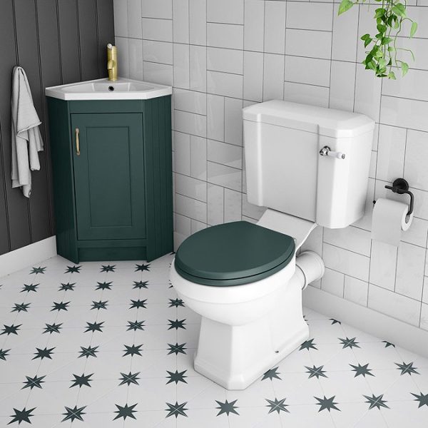 Chatsworth Traditional Green Corner Vanity Unit - Image 5